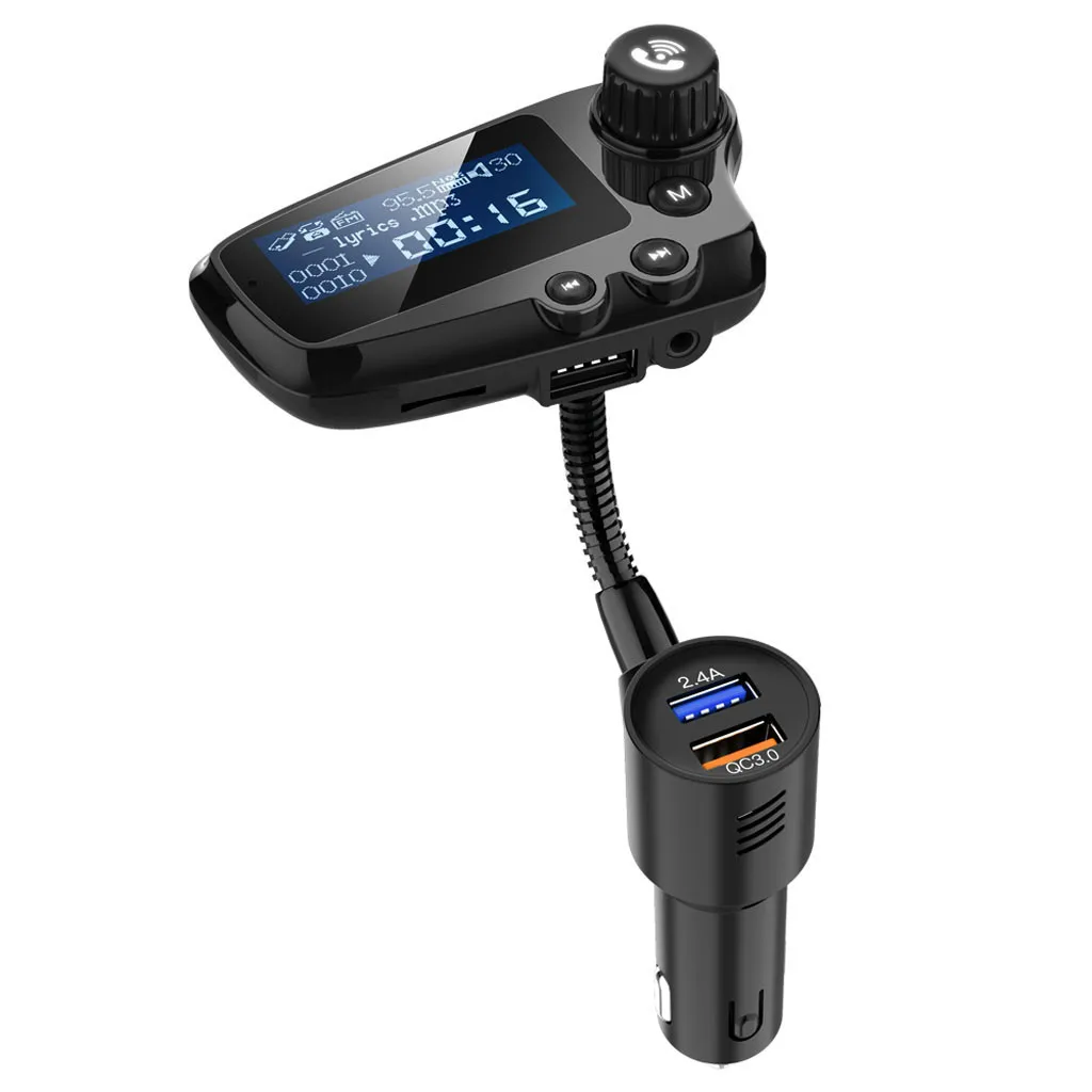Автомобильный bluetooth MP3 USB Адаптер зарядного устройства 5,0 fm-передатчик модулятор автомобиля 1.8in экран Поддержка U диск TF карта#625