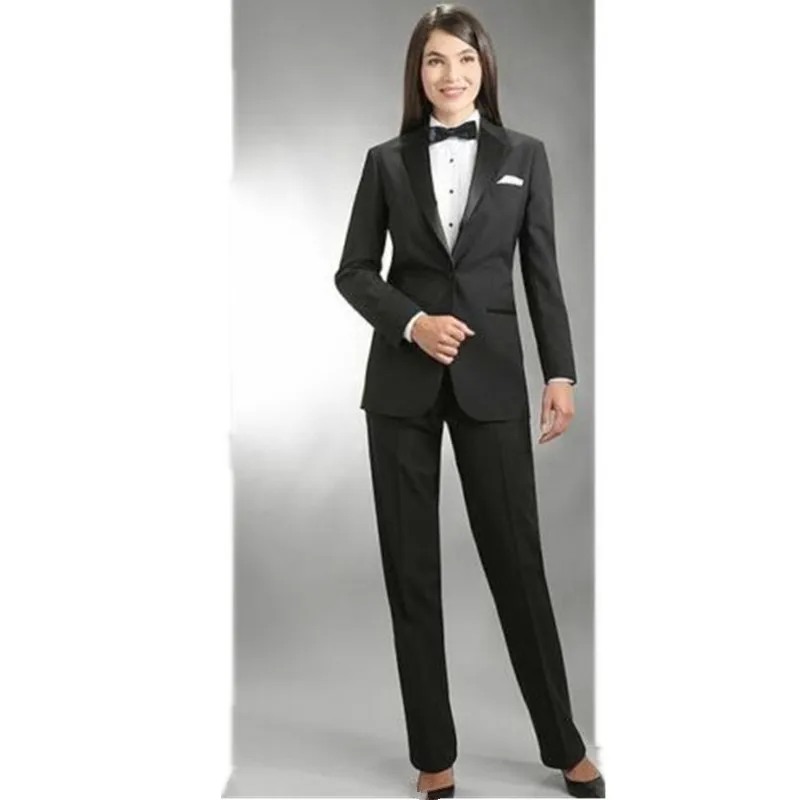Новая работа одежда женские брюки для AutumnWinter пальто с длинными рукавами и Брюки Button Офис леди черный деловой костюм