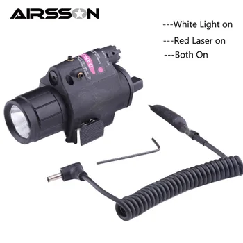 

3 Mode Tactical Airsoft Gun Light With Remote Switch 2 in 1 Red Laser Sight+LED Flashlight Pistol Light Military Weapon Lights