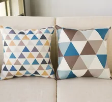 45*45CM Linen Pillowcase Fawn Pattern Square Pillowcase Colorful Triangular Pattern Home Pillow Case Flax Without pillow