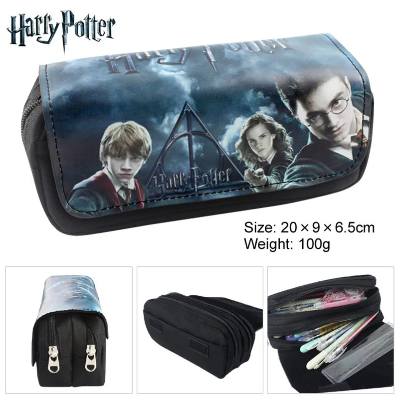 2 Styles Hogwarts School Pencil Case Harry Potter PU Double Zipper