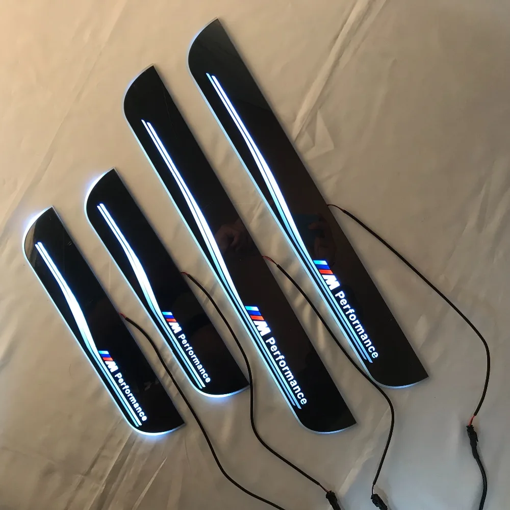 

RQXR led moving door scuff for bmw e90 dynamic door sill plate flat lining overlay flow/fixed light, 4pcs