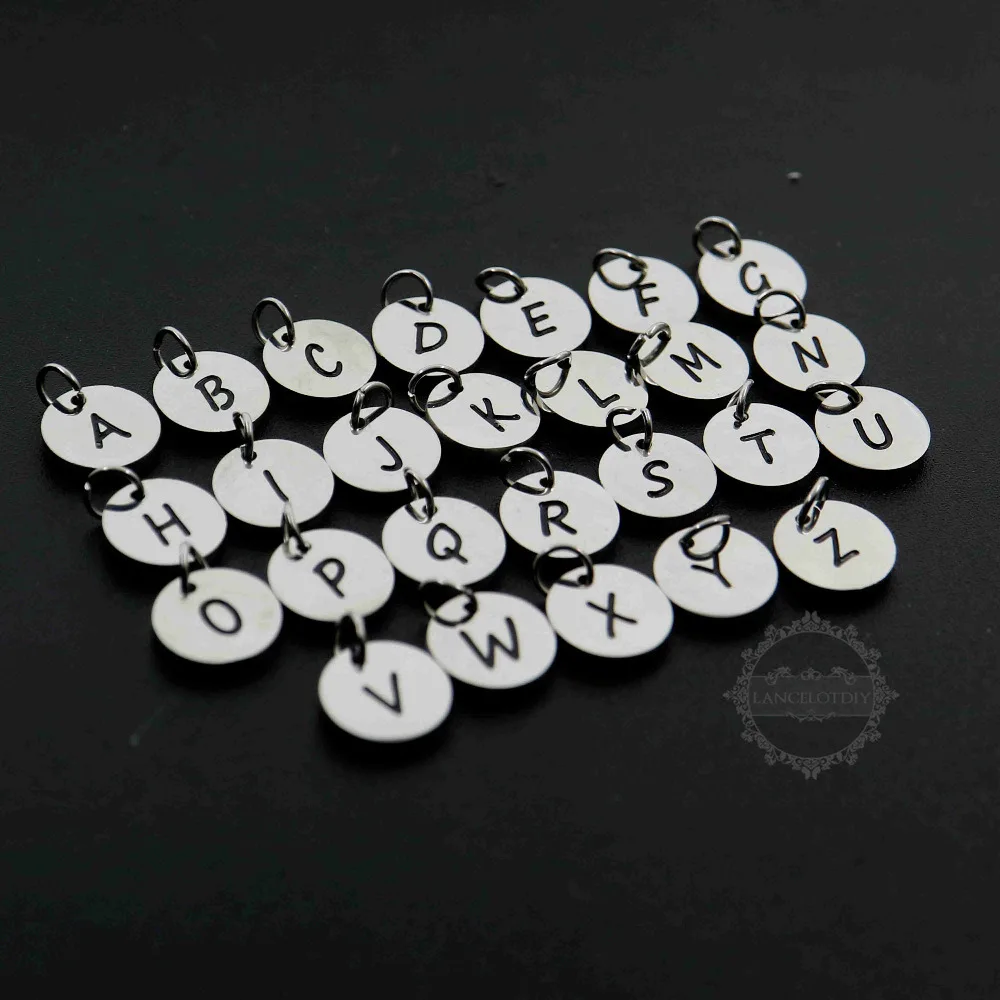 Индивидуальные 10 мм серебряные круглые нержавеющей стали инициалы буквы алфавита небольшой талисман DIY Результаты 1800384-2