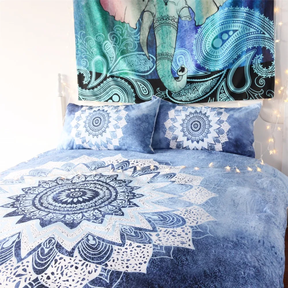 BeddingOutlet 5 قطعة السرير في حقيبة ماندالا الزهور طقم سرير الملكة حجم البوهيمي حاف مجموعة غطاء فاخرة لل نوم الساخن