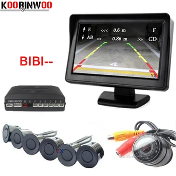 

Koorinwoo Video Vehicle Parking Sensor Reverse Backup Radar Camera Parking Monitor Digital Display Step-up Alarm Temperature Red