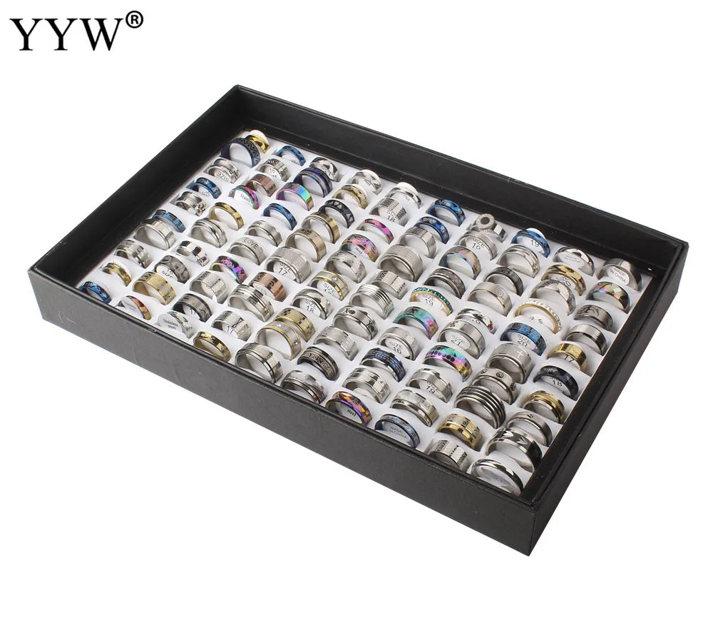 100PCs mixed styles men's womens finger ring stainless steel jewelry rings silver ring wholesale by lots US Ring Size:5.5-10