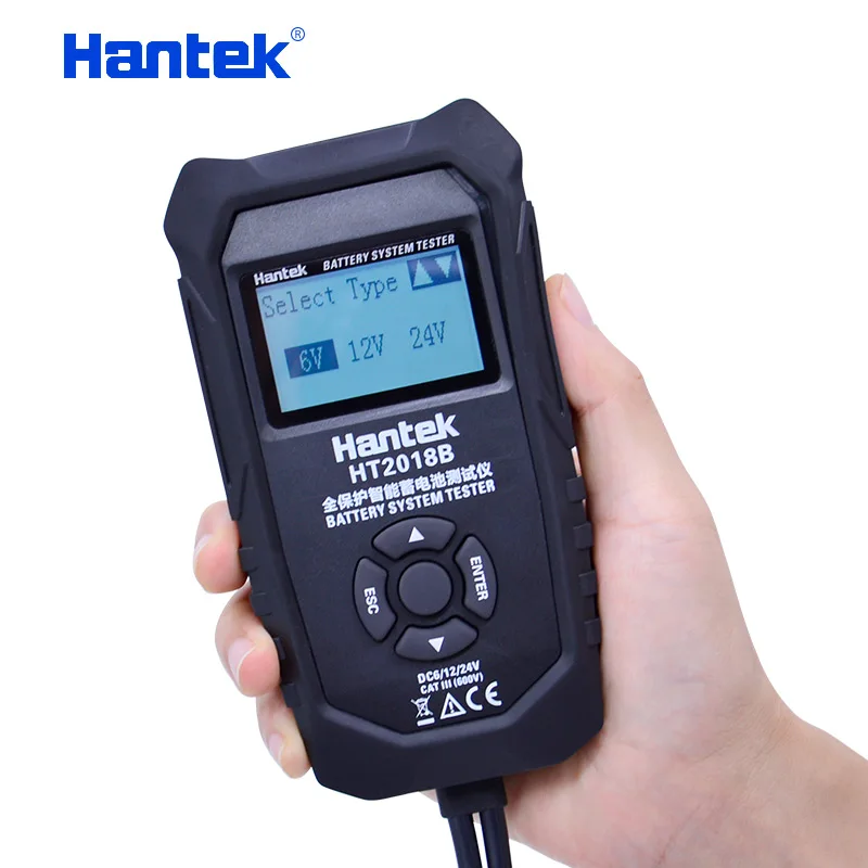 Hantek HT2018B цифровой автомобильный аккумулятор тестер ЖК-дисплей Автомобильный анализатор 6 в/12 В/24 В автомобильный Автомобильный аккумулятор Диагностика
