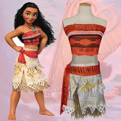 Новый костюм Моаны для косплея морской романтики платье принцессы для девочек без рукавов с запахом платья аниме Моана детская одежда для