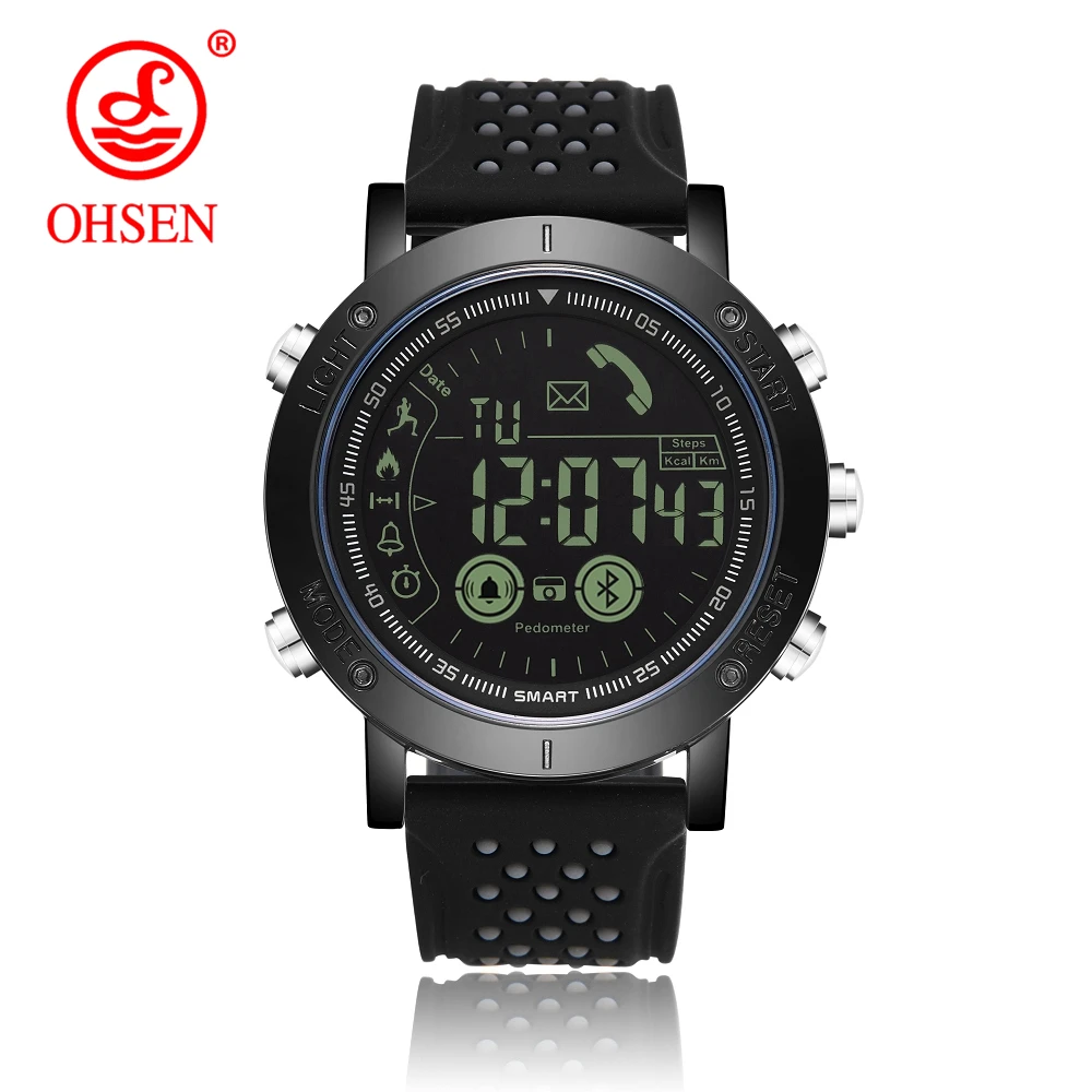 

OHSEN Men Smart Watch Chrono Calories Pedometer Multi-Functions Sports Watches Reminder Digital Wristwatches Relogios 1808