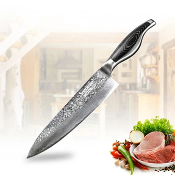 

SUNNECKO 8" Chef Knife Japanese Damascus VG10 Steel Sharp Blade Kitchen Knives Pakka Wood Handle Sharp Meat Cutter Chef Knives