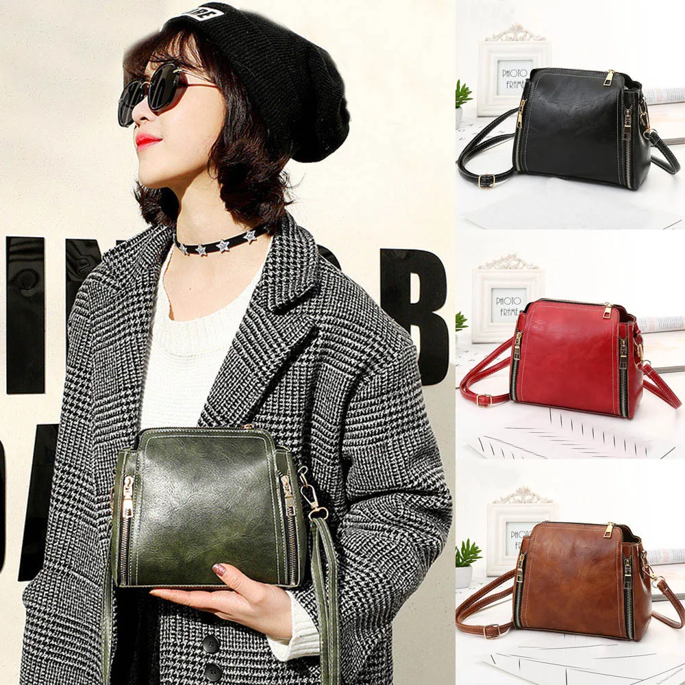 

Women Messenger Bags Fashion Wild Double Zipper Solid Crossbody Shoulder Bags