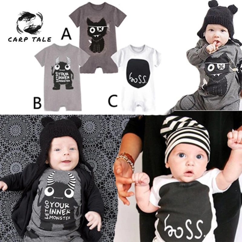 

Summer newborn clothing baby short-sleeved boxer jumpsuit printing cartoon body tights fashion baby tight summer baby jumpsuit