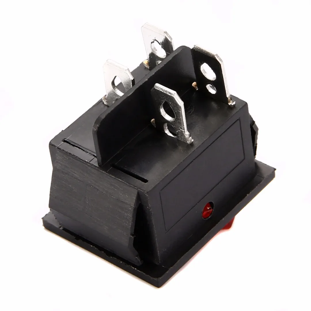 5Pcs Rocker Switch ON/OFF 2 Position 16A/250V KCD4-201 Red Lamp Light Rocker Switch with 4 Pin For Electrical Equipment