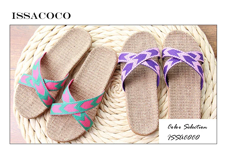 ISSACOCO/; женские летние льняные тапочки с перекрестной шнуровкой; парусиновые Нескользящие льняные тапочки на плоской подошве; пляжные вьетнамки; шлепанцы для ванной; Лидер продаж