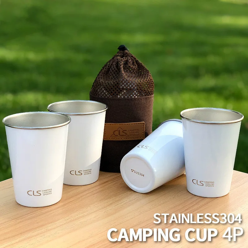 Copo de Aço Copos e Canecas Pçs ao ar Livre Inoxidável Acampamento Piquenique Churrasco Cerveja Montanhismo Água Chá Leite Café Viagem Bonito Criativo 4