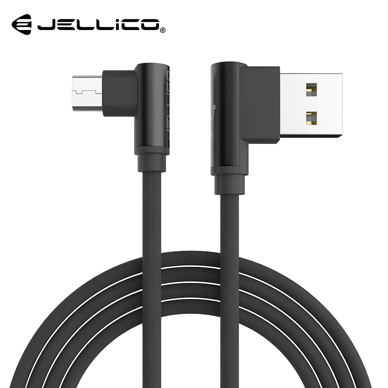 Jellico Micro кабель 90 градусов Microusb провод для быстрой зарядки данных зарядное устройство для samsung huawei Xiaomi Tablet USB Micro плетеный кабель - Цвет: Black