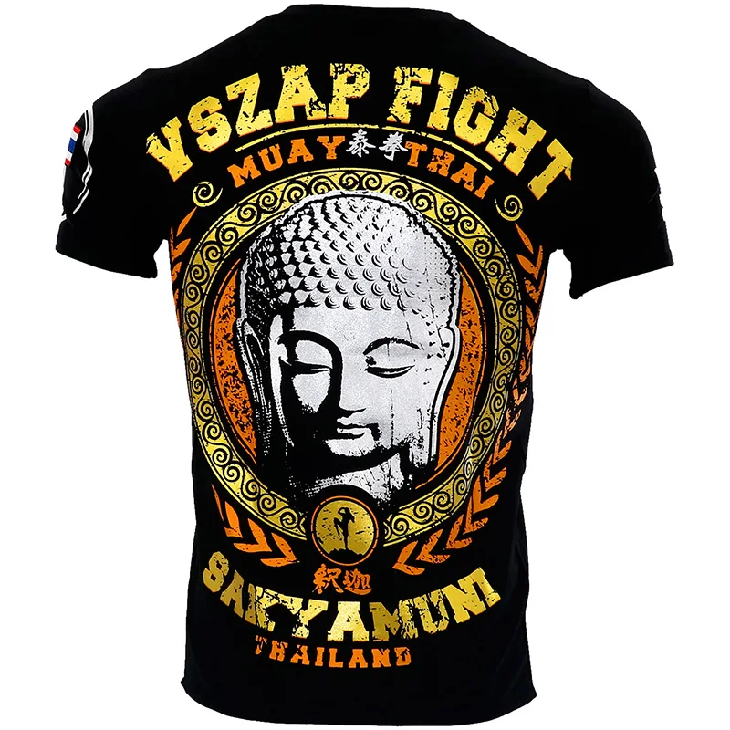 VSZAP Shakyamuni fighting muay Thai boxing MMA fighting Boxing рубашки для бокса с коротким рукавом футболки для мужчин для фитнеса без мышц comba