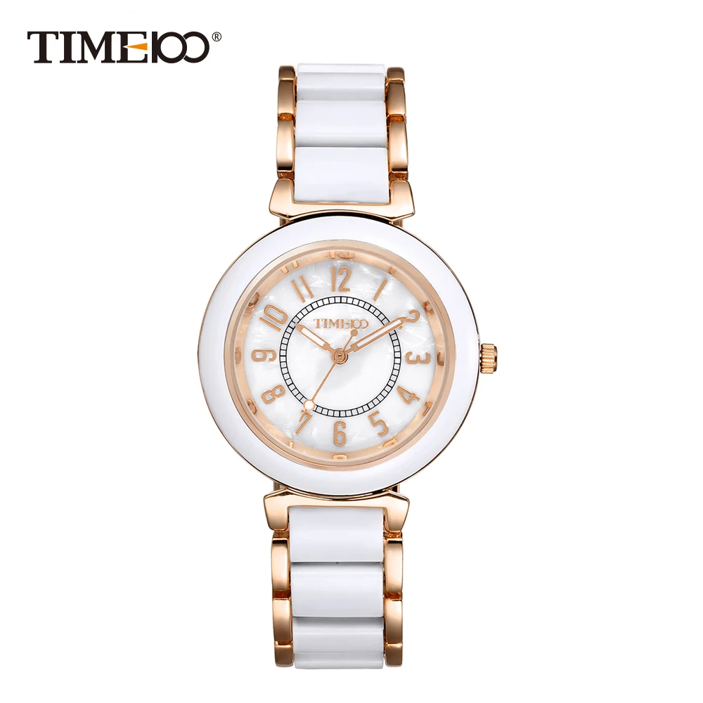 

Time100 Fashion Women's Watches Plated Alloy Simulated Ceramic Shell Dial Ladies Quartz Watch Dress Casual Bracelet Watches