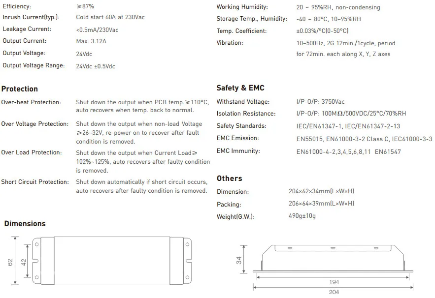 LTECH светодиодный DMX затемнения драйвер DMX-75-24-F1M1; 75 Вт DMX512/RDM светодиодный драйвер; AC100-240V вход; макс 24 В/3.12A/75 Вт выход DMX светодиодный драйвер