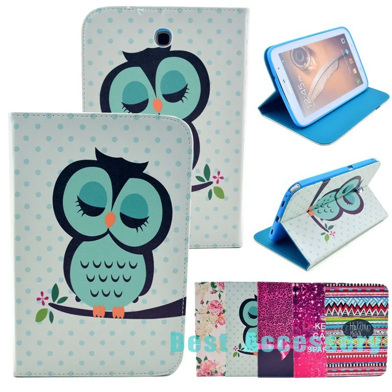 Cartoon Owls Aztec Tribe Tablet Leather case for Samsung Galaxy Tab 2