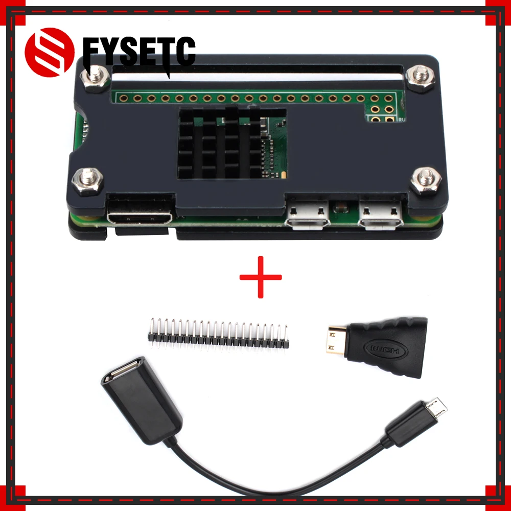 Акрил чехол Крышка корпуса комплект черный с радиатором USB кабель Mini HDMI адаптер разъем GPIO для Respberry Pi Zero