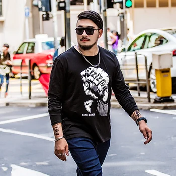 

The new big 7XL Men T-shirt Crewneck Long Sleeve Shirt Men's Cotton Size 2017 male autumn