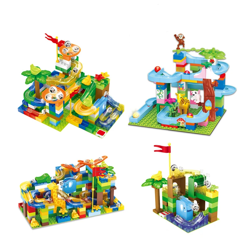Baby Kids Educational Toy DIY Marble Construction Race Run Building Blocks Compatible with legoed Duplo Bricks Toys for Children Baby Kids Educational Toy DIY Marble Construction Race Run Building Blocks Compatible with legoed Duplo Bricks Toys for Children