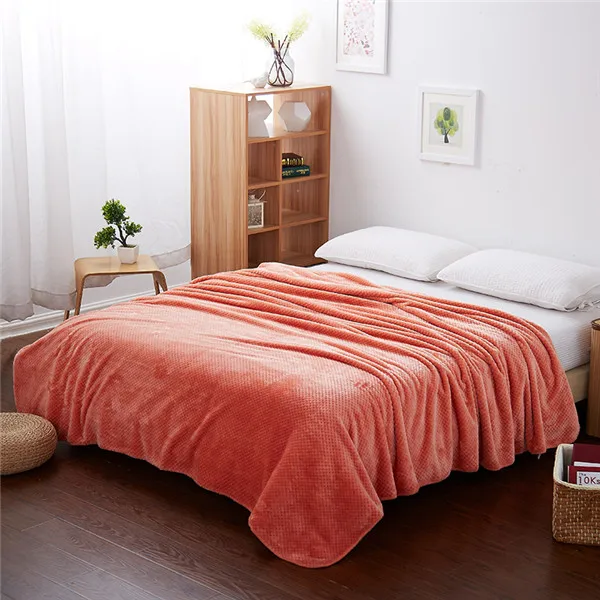 light tan Pure Color Bedding Blanket Design Fleece Blankets For Bed