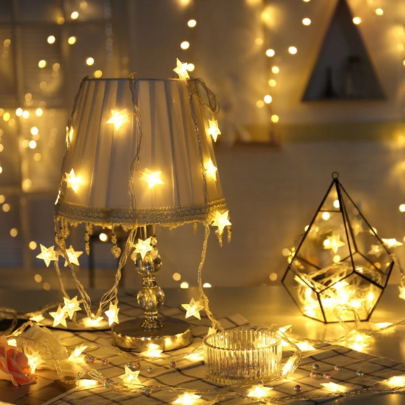 

LED Star Copper Wire String Lights LED Fairy Lights Christmas Wedding decoration Lights Battery Operate twinkle lights