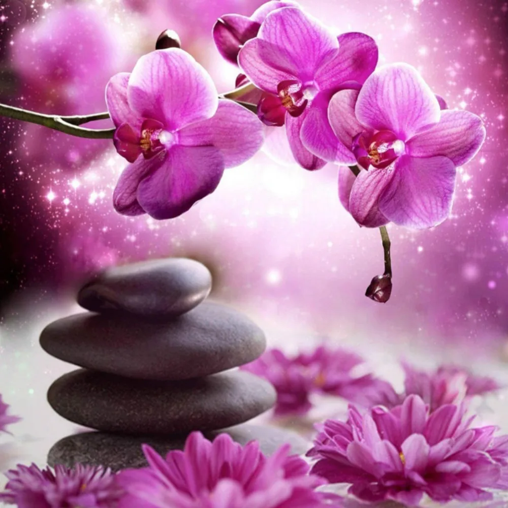 

5D DIY Diamond Painting Flower Stone Pattern Round Diamond Embroidery Full Drill Mosaic Stickers Cross Stitch