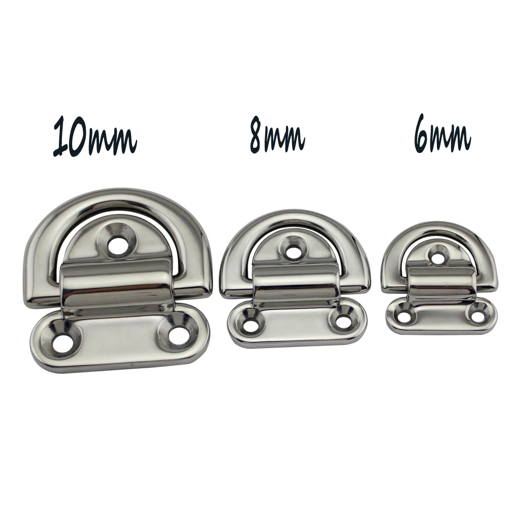 

Mirror Stainless D ring Deck Folding Pad Eye Stainless Steel 316 Lashing Tie Down Cleat for Yacht/Boat 6mm 8mm 10mm