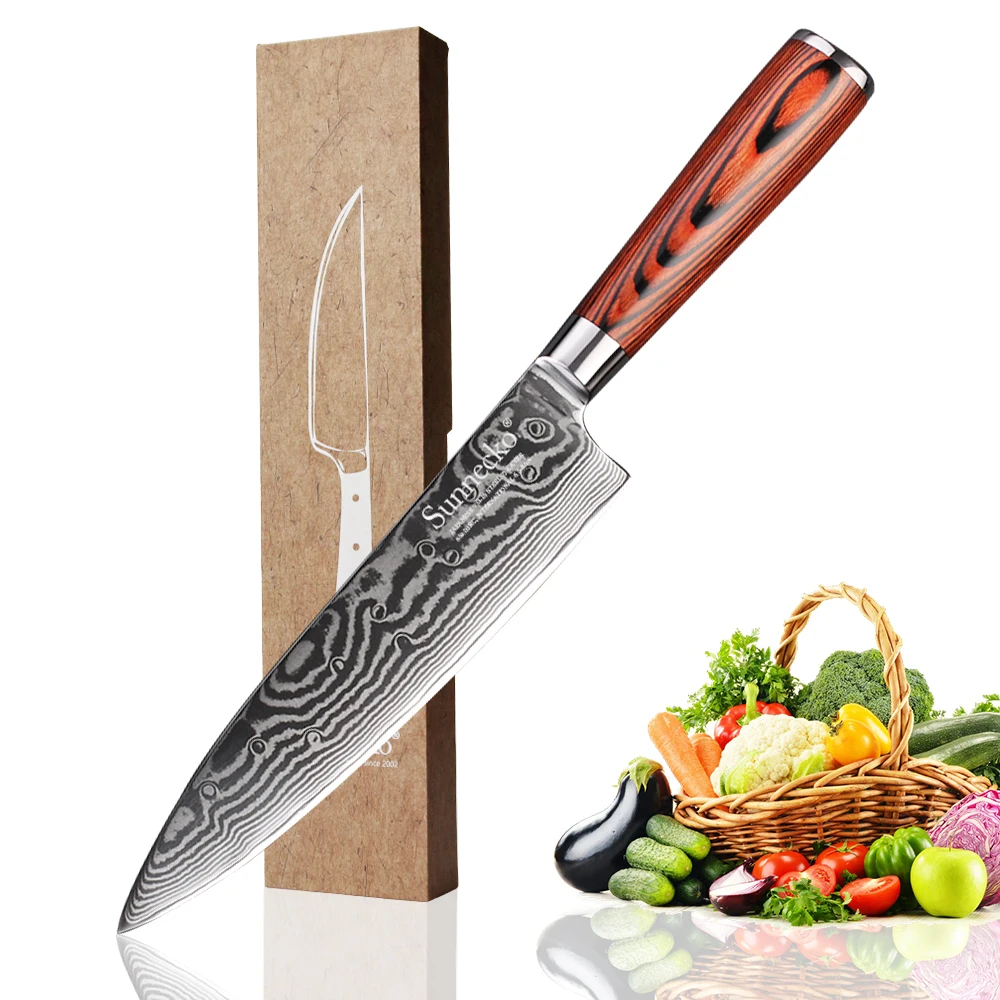 SUNNECKO High Quality 8" Chef Knife Damascus Japanese VG10 Steel Sharp Blade Kitchen Knives