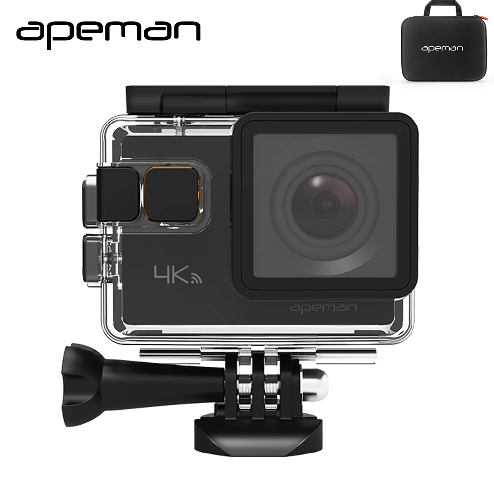 Apemanアクションカメラa80 4 K Wifiアクションカムhd防水スポーツビデオカメラ20mpビデオカメラ新しいカメラケースoneバッテリー Action Camera 4k Wifisports Video Camera Aliexpress