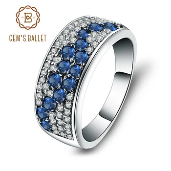 

Gem's Ballet Natural Blue Sapphire Gemstone Round Engagement Ring For Women 925 Sterling Silver Romantic Ring Fine Jewelry
