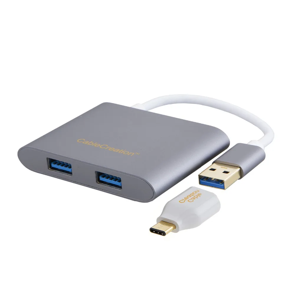 Кабель USB C концентратор Тип к TF/Micro SD и MMC кардридер + 2 3 0 адаптер серый/золотой| |