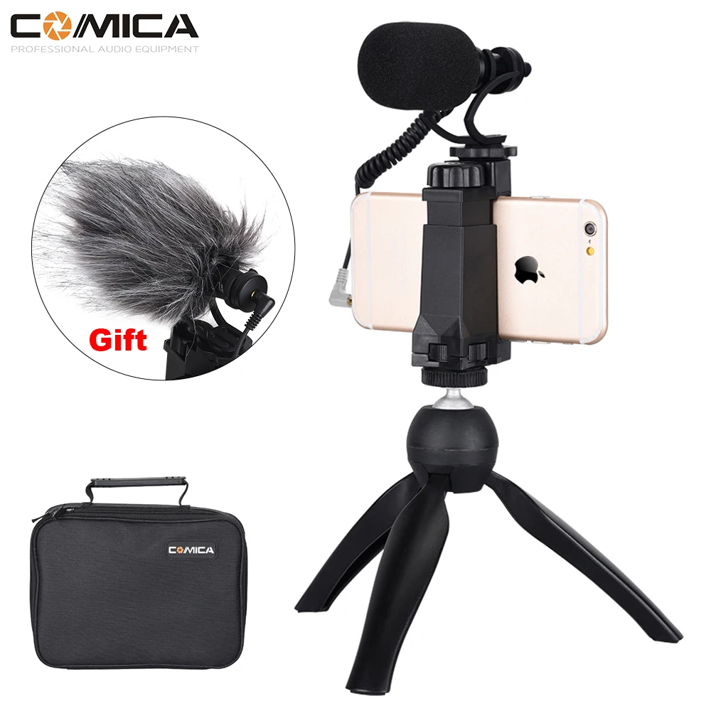 

COMICA CVM-VM10 K2 Smartphone Video Rig Cardioid Directional Video Microphone with Mini Tripod for iPhone XS X 8P 8 7 6S Samsung