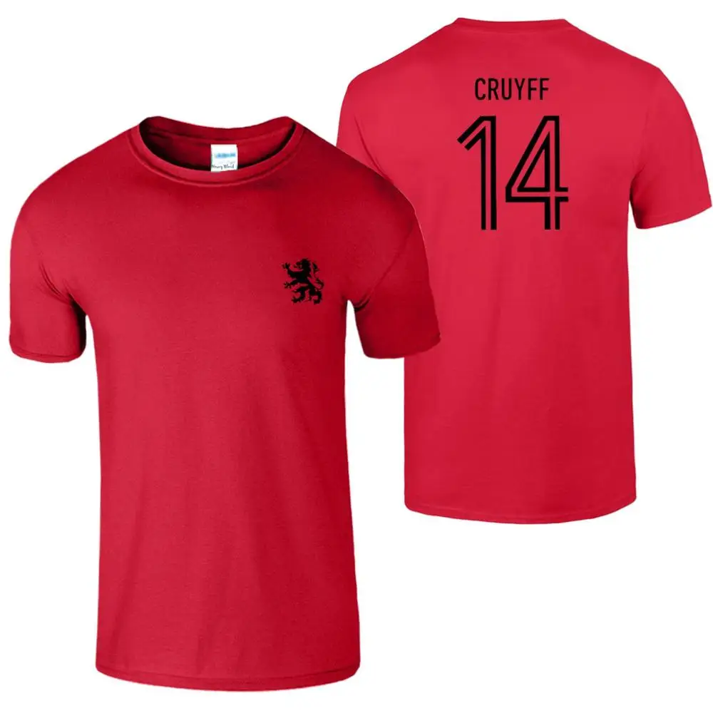Johan Cruyff 14 Мужская футболка 70S голландская Легенда Холланд футболист вентилятор Мужская мода мультфильм персонаж фитнес-футболки - Цвет: red