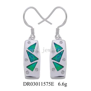 

Fashion jewelry 2015 Hot sales OPALStrip shape Earrings Rhodium plating hook Opal earring DR03011575E-A Free shipping