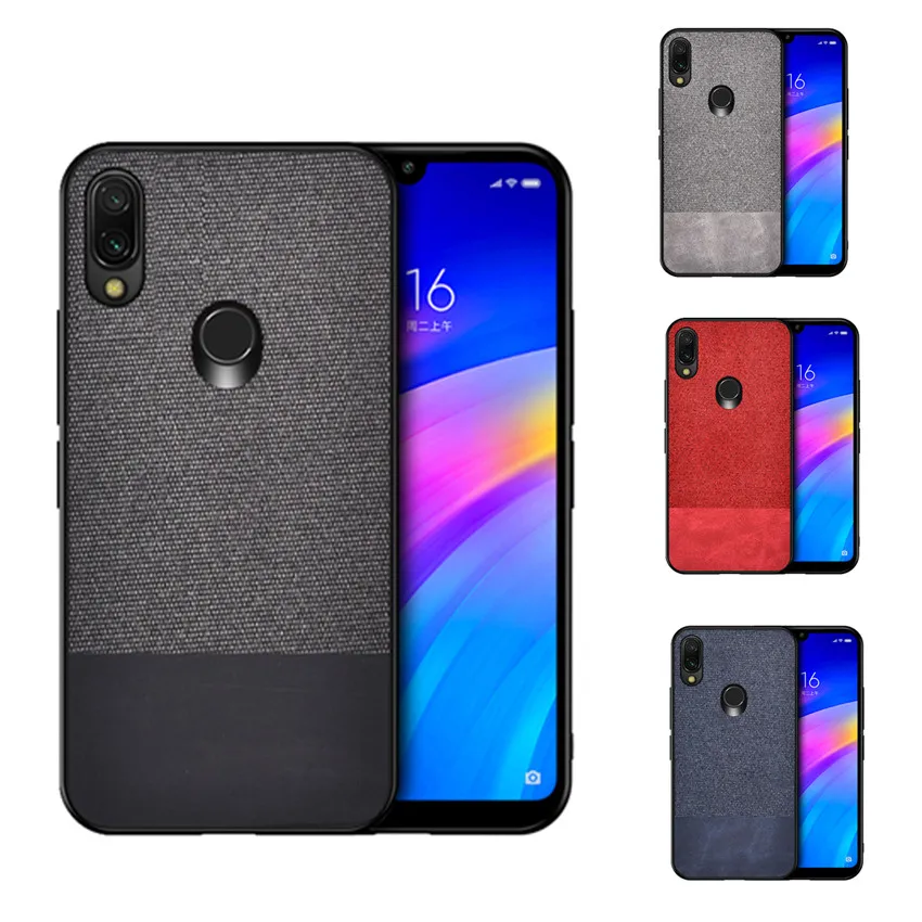 

For Xiaomi Redmi 7 case Note 7 Note7 back Case soft TPU edge Hard Cover Fabric Cloth Fundas For Redmi Note 7 note 7 pro case