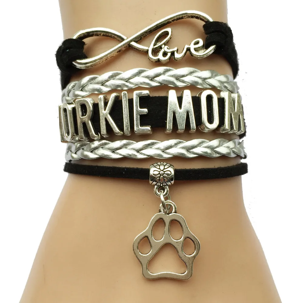 Drop Shipping Infinity Love Yorkie Mom Bracelet Velvet MultiLayer