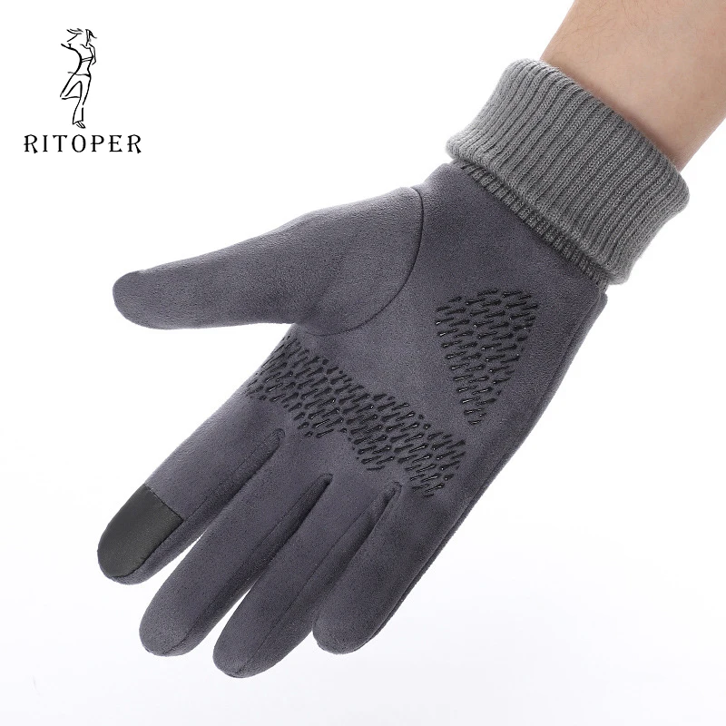 Мужские перчатки для бега на открытом воздухе, походные перчатки, бархатные износостойкие противоскользящие перчатки для велоспорта, спортивные перчатки, варежки
