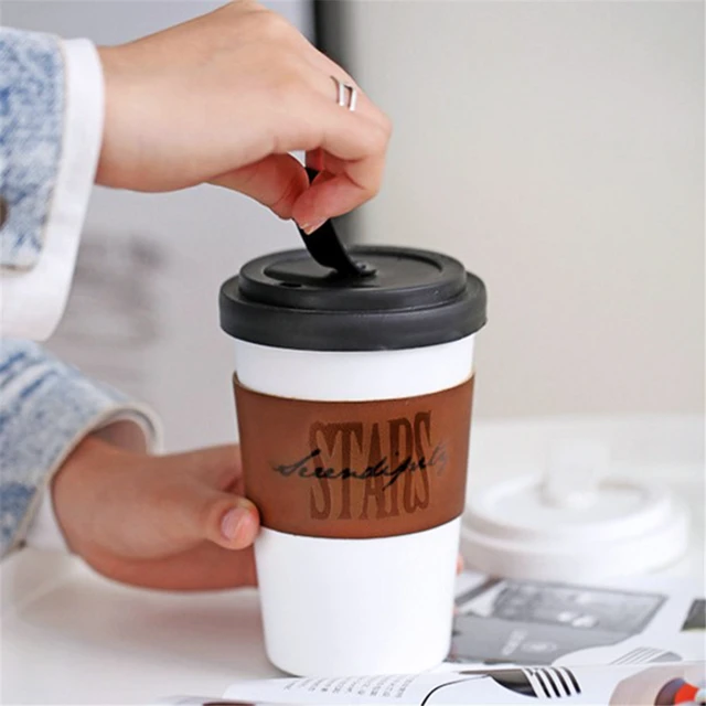 400ml Nordic Ceramic Mug Heat Resistant Coffee Cup With Silicone Lid Heat  Insulation Sleeve Latte Milk Espresso Cup Travel Mug - AliExpress