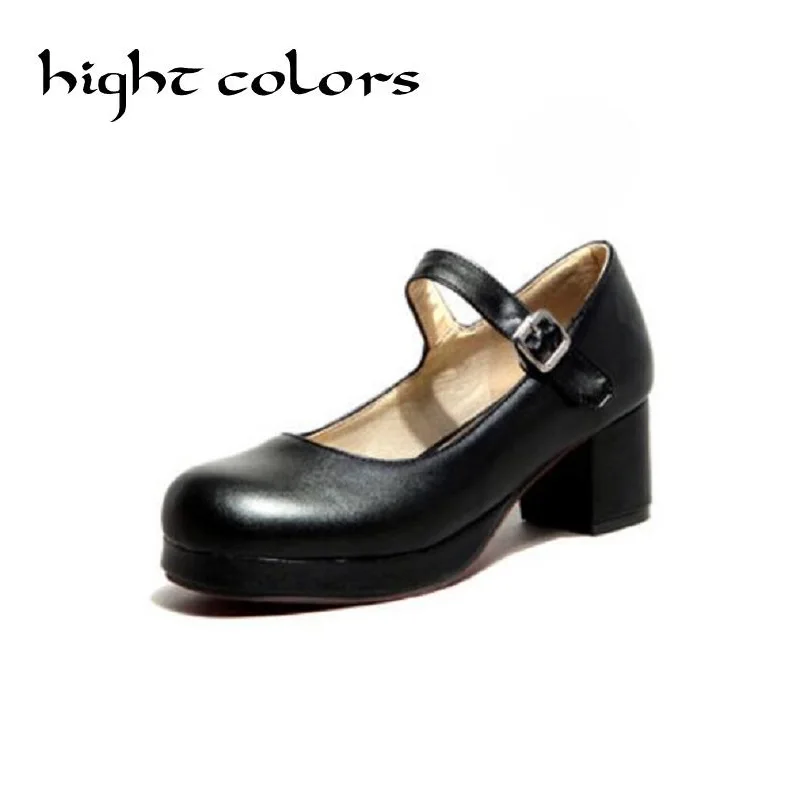 

2019 New Ladies Sweet Black Candy Color Womens Mary Janes Pumps Low Heel Lolita Bowknot Shoes For Women Princess Shoes Big US 8