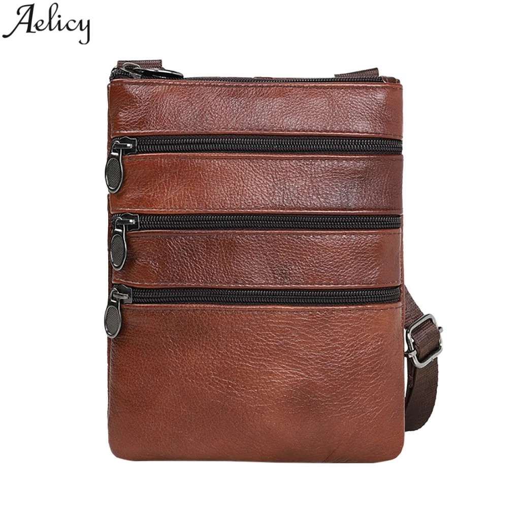 

Aelicy Men Fashion European And American Style Solid Satchels Simple Stylish Shoulder Bag Business Leather Messenger Bag