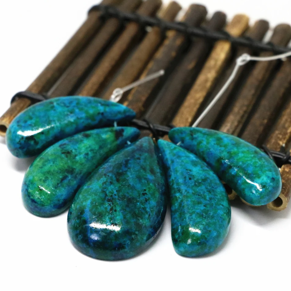 

High quality green chrysocolla stone 5pieces stick branch drop pendant new fashion women jewelry making 43-51mm B1896