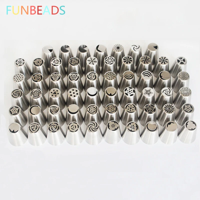 

10pcs/set 57 Styles Cream Confectionery Nozzles Icing Piping And Pastry Bag Set Diy Cake Decorating Tools Set Stainless Steel