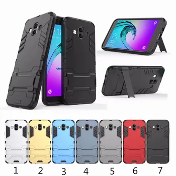 

50pcs/lot New Arrival Hybrid 2 in 1 Hard PC +TPU Back Case For Samsung Galaxy J7 Duo With Stand Flexible Armor