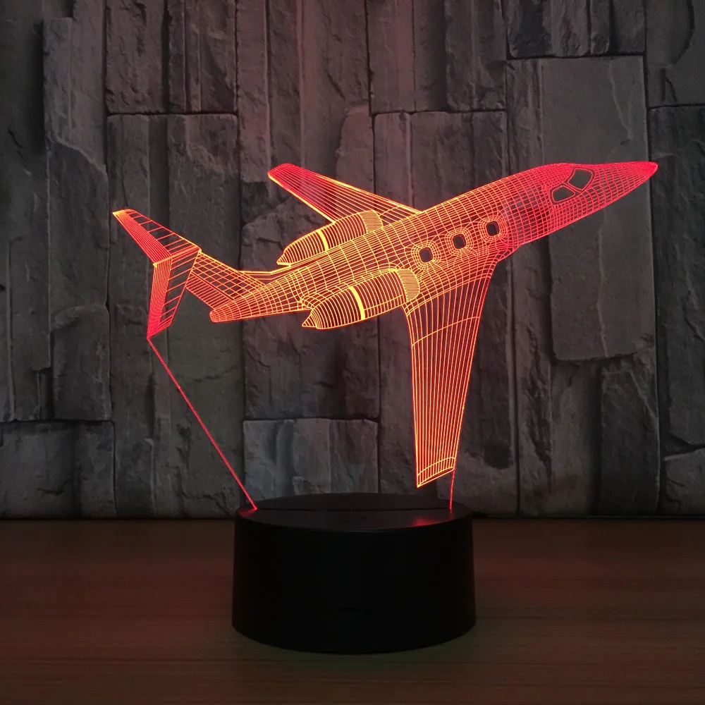  Remote Control Air Plane 3D Light LED Table Lamp Illusion Night Light 7 Colors Changing Mood Lamp 3 - 32833560859