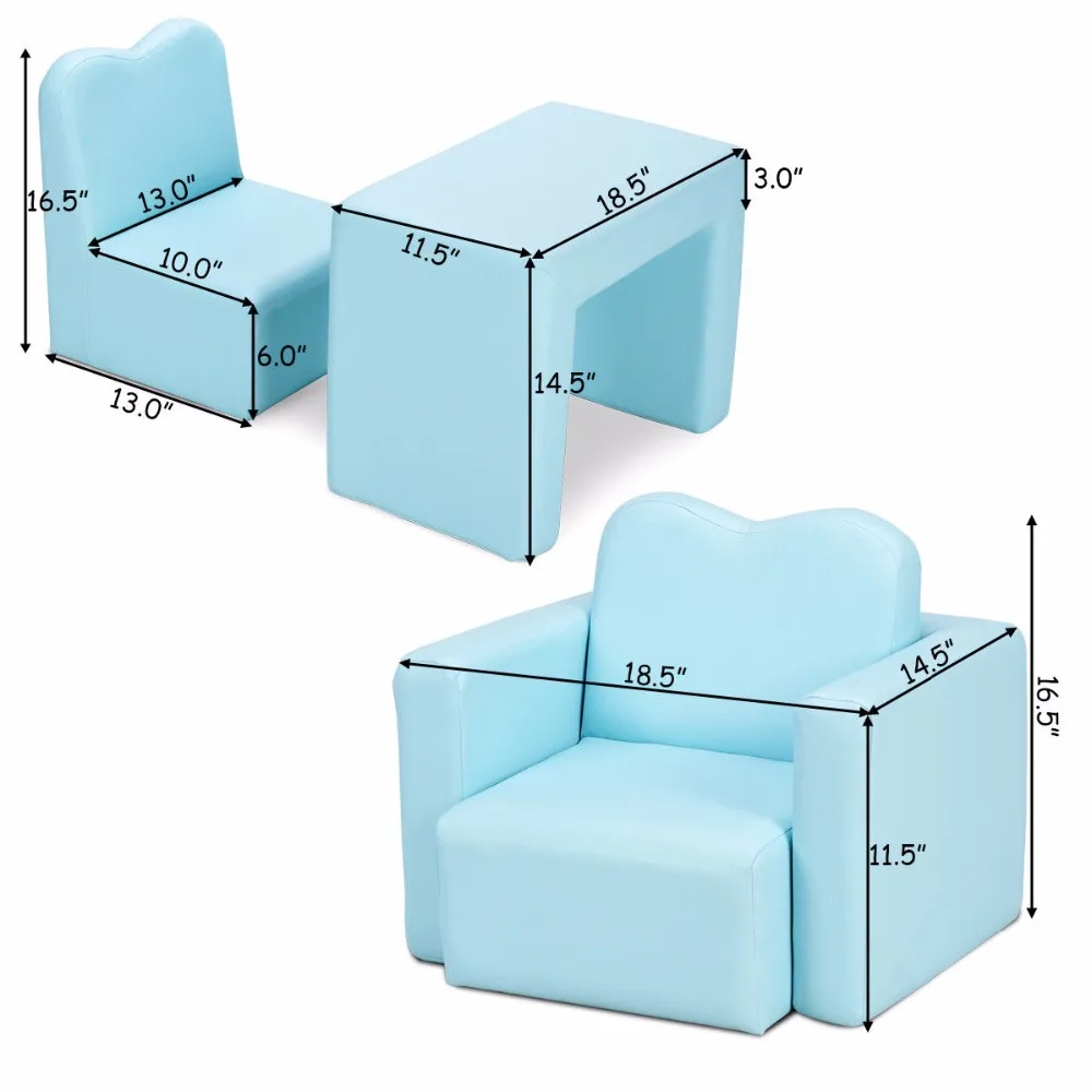 Giantex Multi-functional Kids Armchair Sofa Table Chair Set Gift Living Room Boys Girls HW58619BL Giantex Multi-functional Kids Armchair Sofa Table Chair Set Gift Living Room Boys Girls HW58619BL