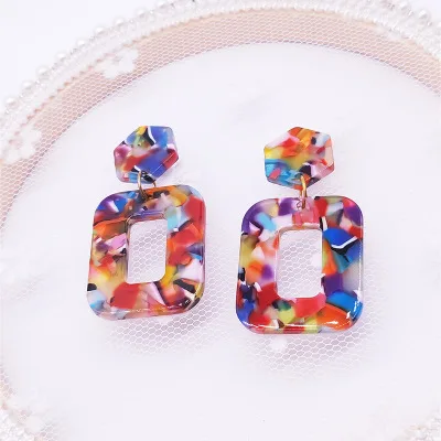 

Leopard Hex Small Square Cutout Acrylic Earrings Tortoiseshell Dangle Earrings for Women Vintage Color Boho Jewelry Oorbellen